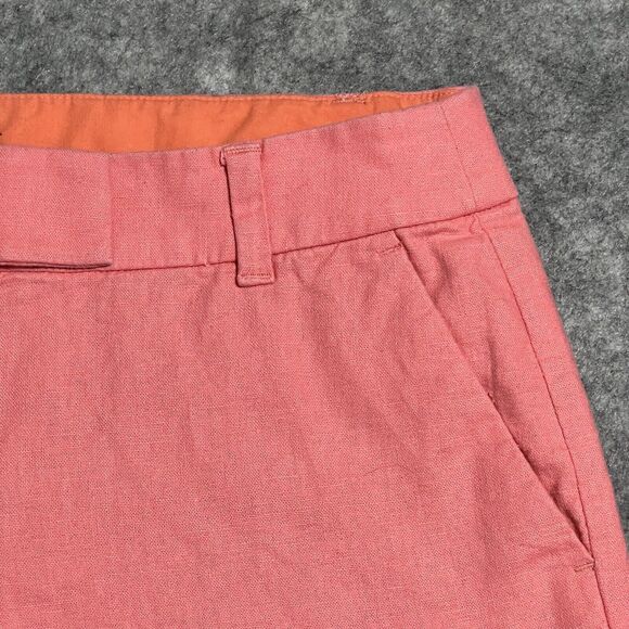 J. Crew Linen Scalloped Chino Shorts Women's 8 Pink Breathable - Picture 11 of 16